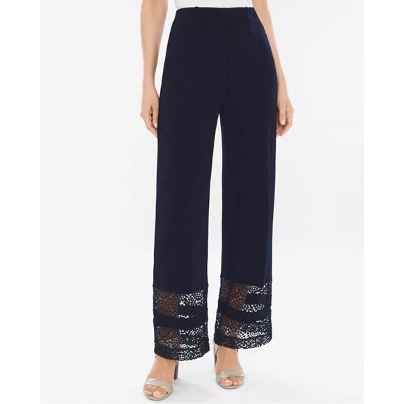 NWT Chico's Travelers Classic Lace Hem Pant size 3 XL/16 Resort wear beach - Picture 1 of 11